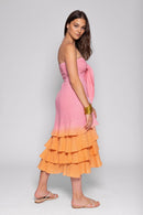 Ilanila Dubai Tie & Dye Dress - Pink & Yellow
