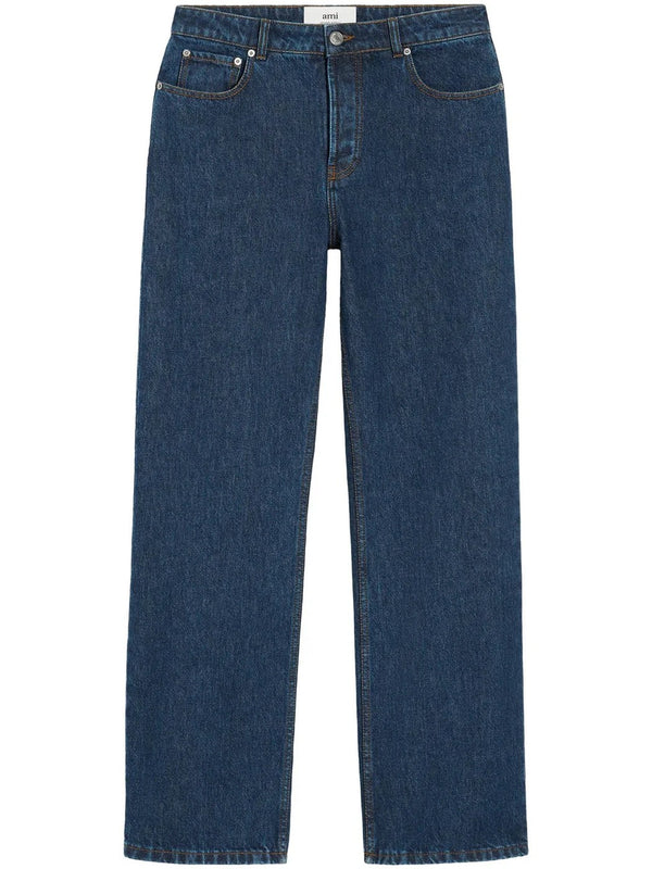 Ami Paris - Vaqueros de algodón de corte ancho en azul
