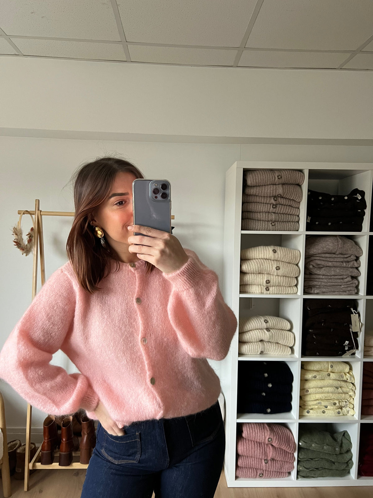 Jersey de punto de lana Bianca rosa