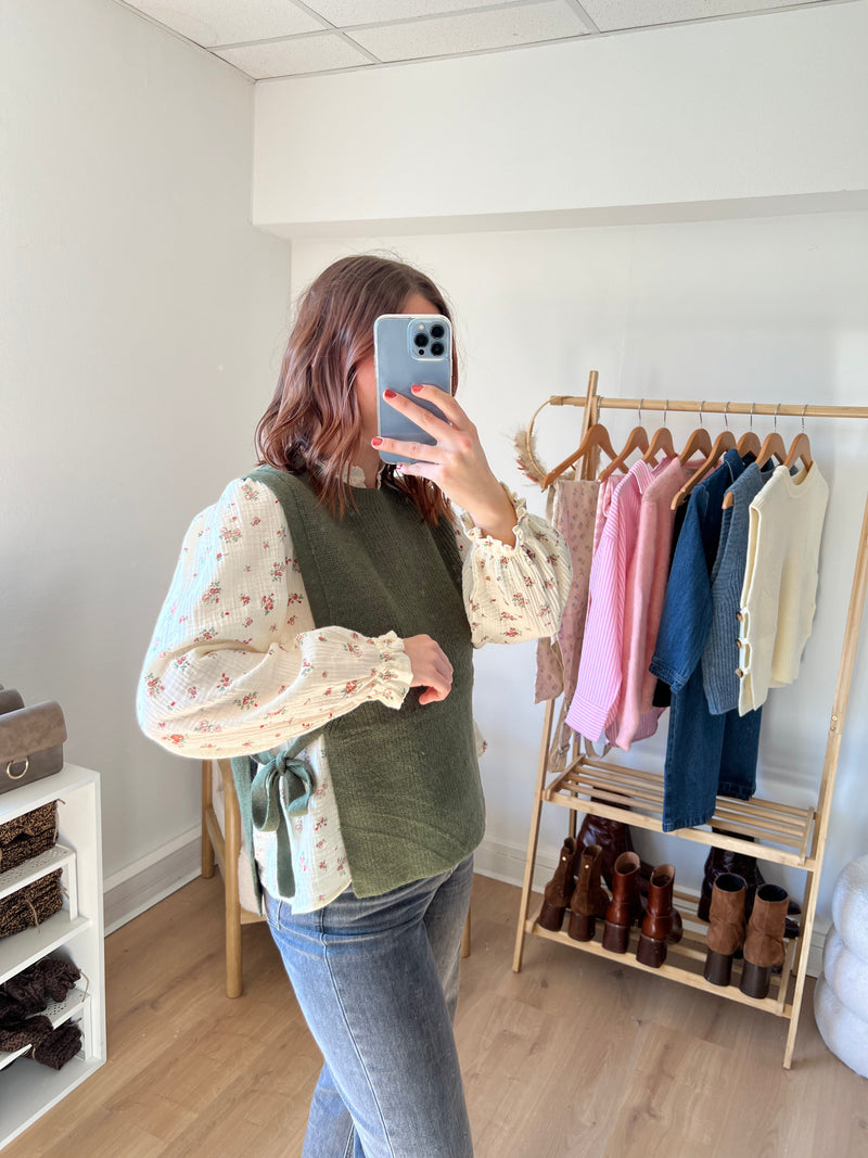 Pull Sans Manches À Nœuds Kaki Valentine