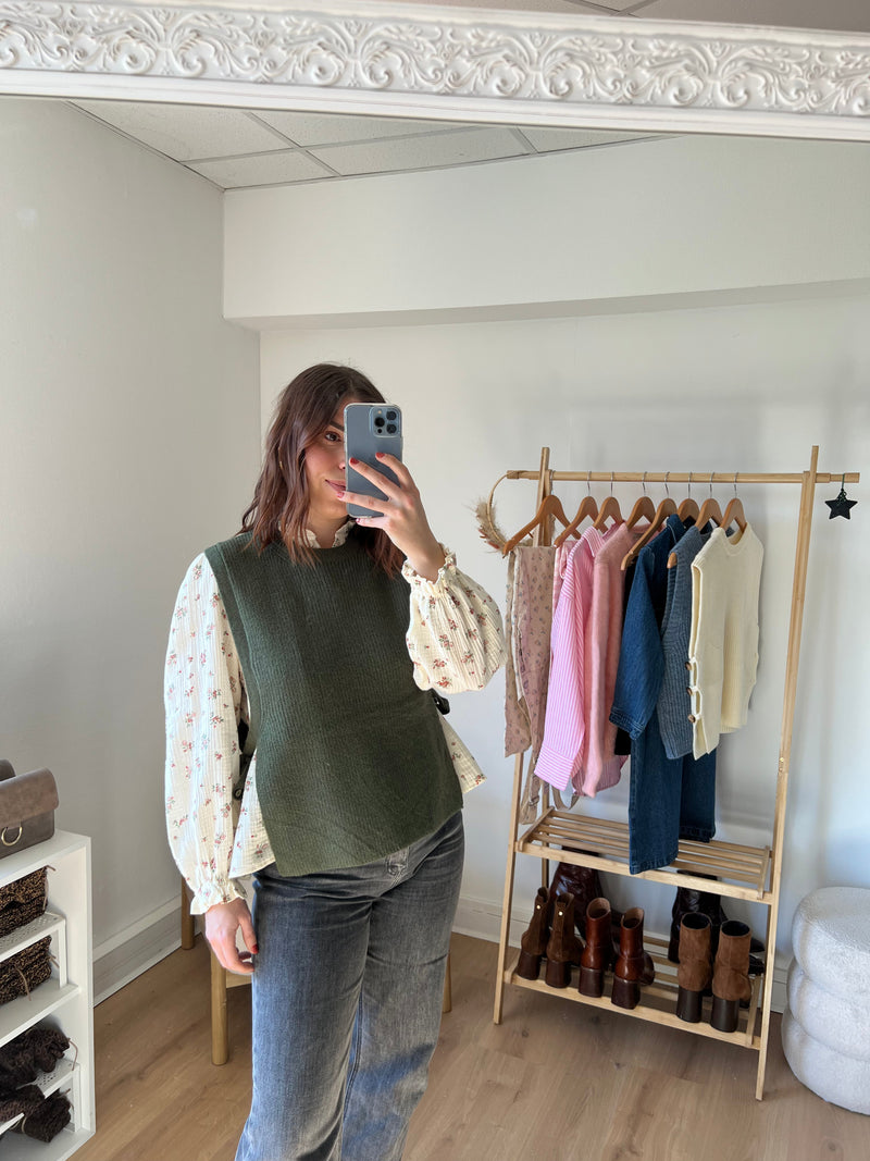 Pull Sans Manches À Nœuds Kaki Valentine