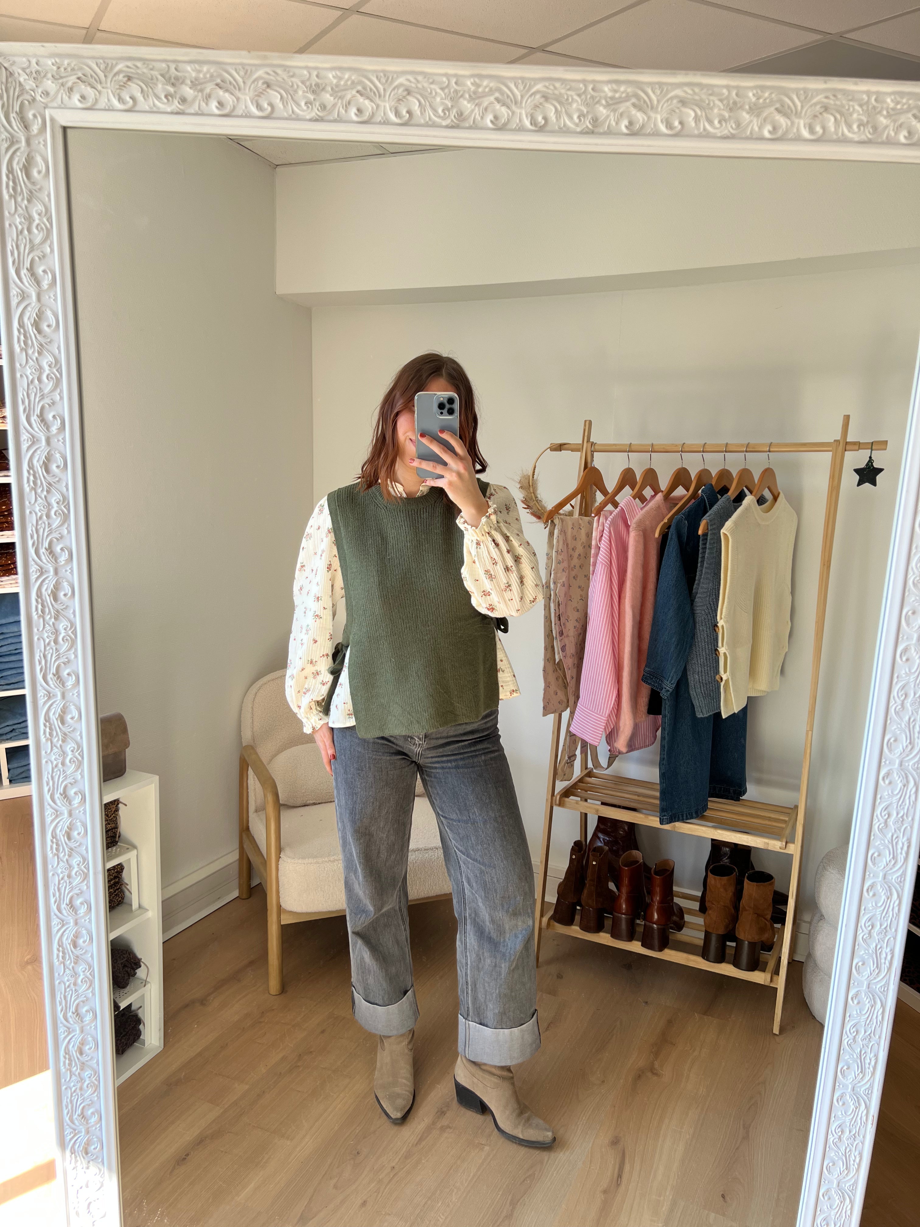 Pull sans manches à noeuds kaki Valentine
