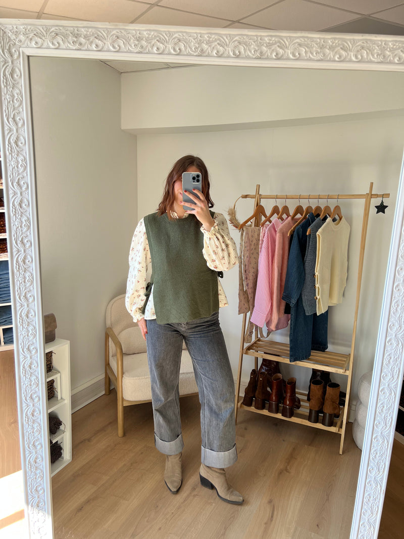 Pull Sans Manches À Nœuds Kaki Valentine