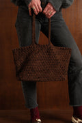 Chocolate Woven Suede Maxi Bag