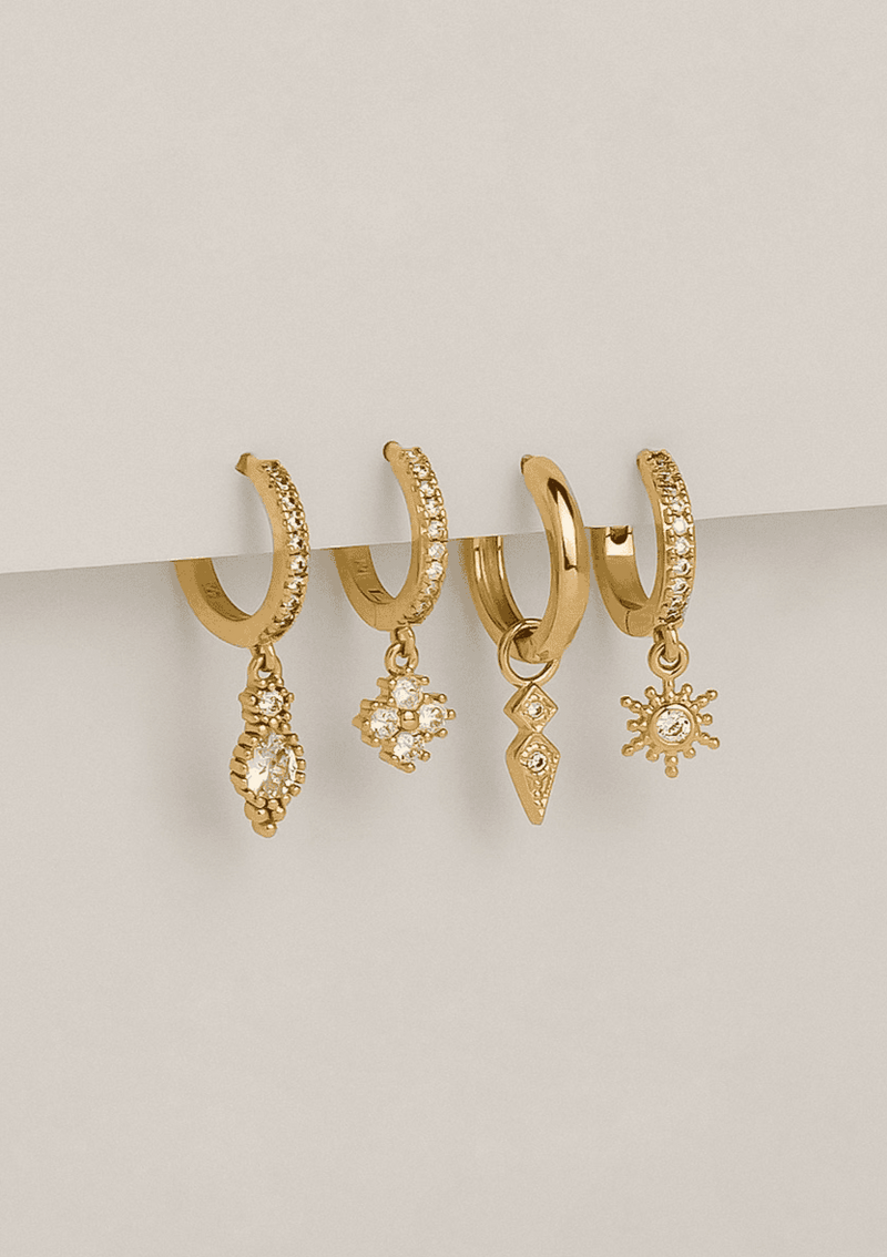 Boucles d'oreilles mini créoles plaqué or avec pierres zircons