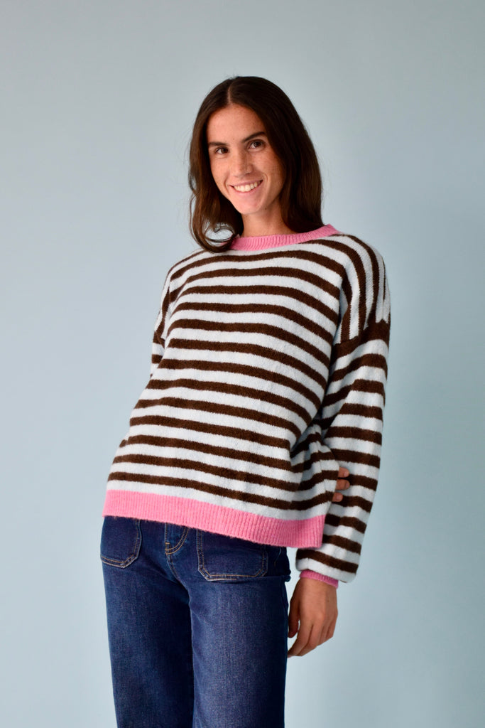 Pull Jersey Pia Marrón Y Azul