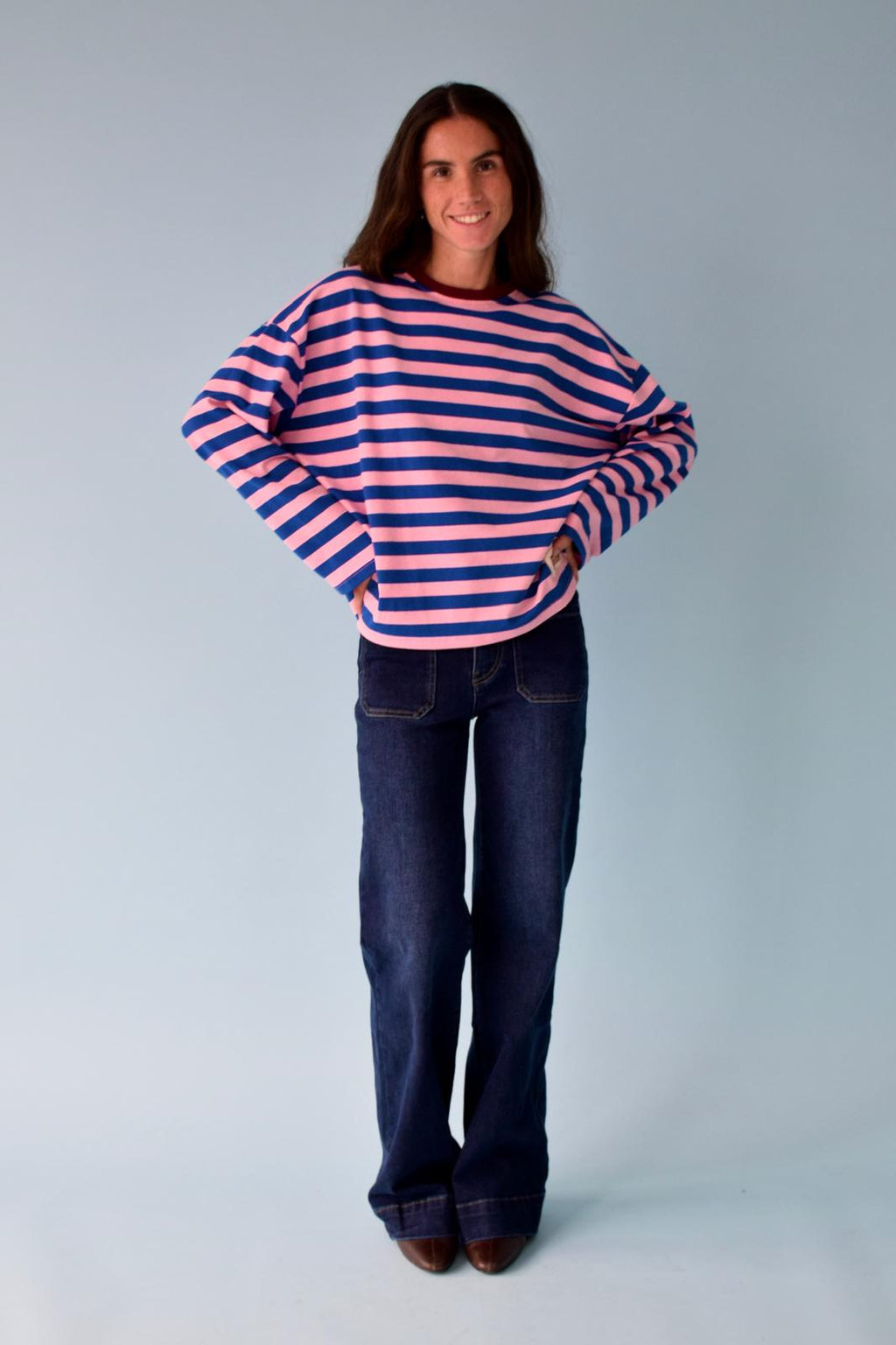 Camiseta Núria Azul Y Rosa