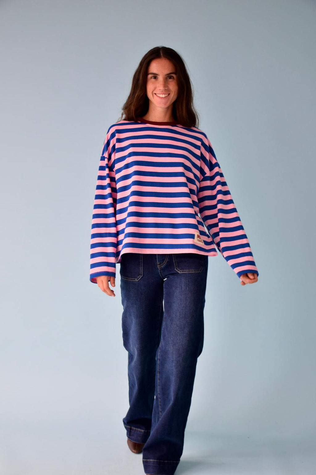 Camiseta Núria Azul Y Rosa
