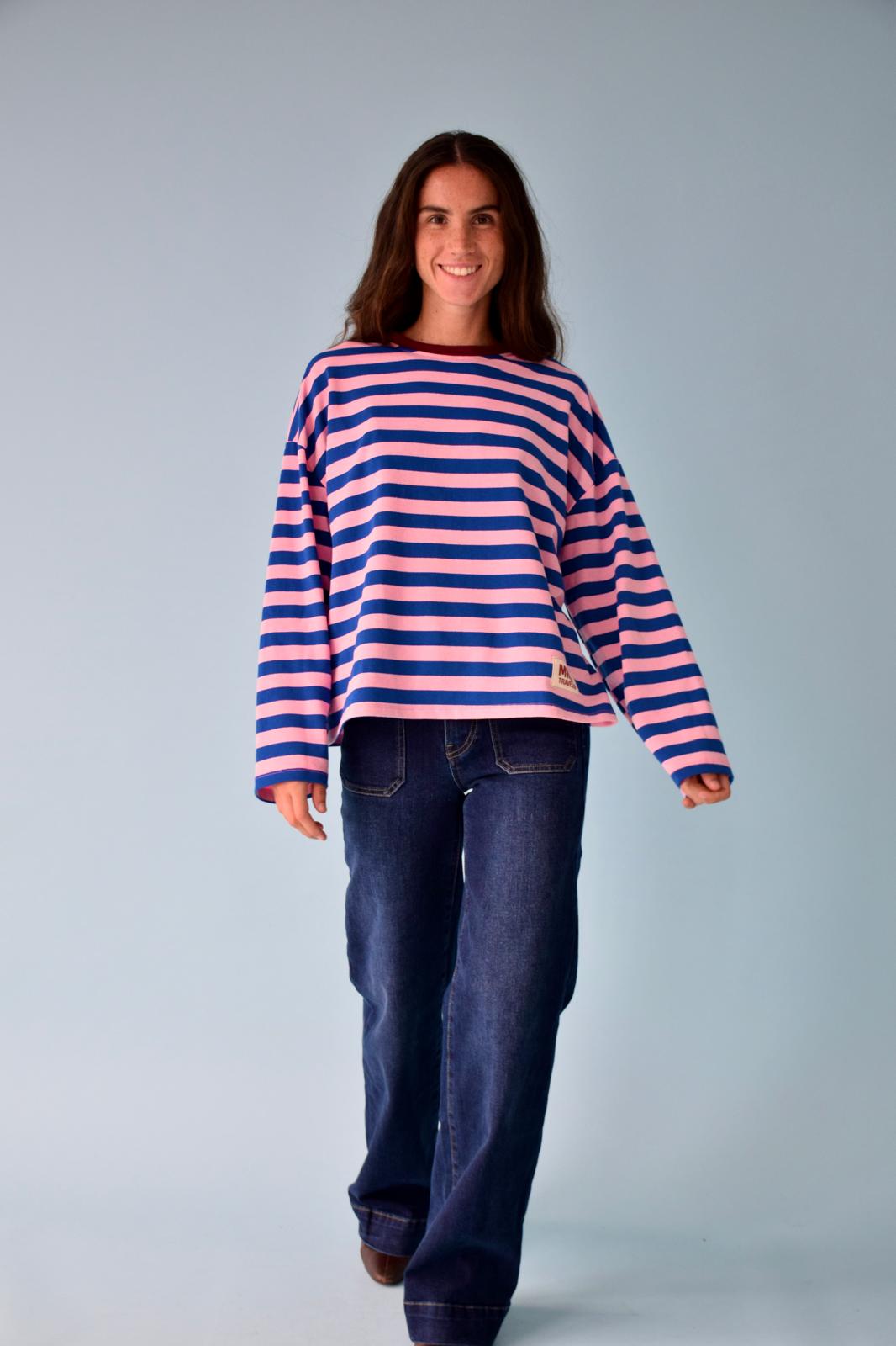 Camiseta Núria Azul Y Rosa