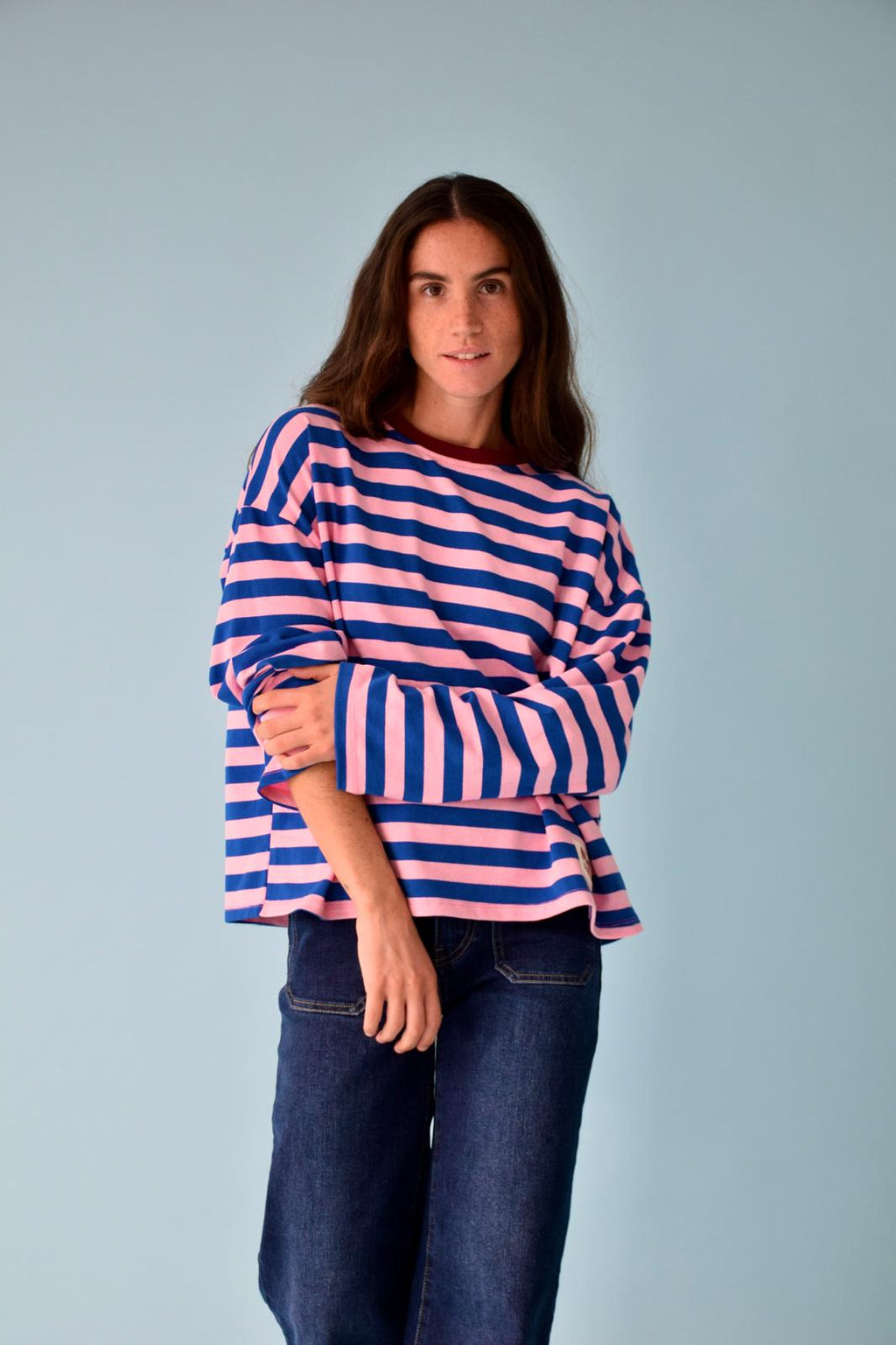 Camiseta Núria Azul Y Rosa