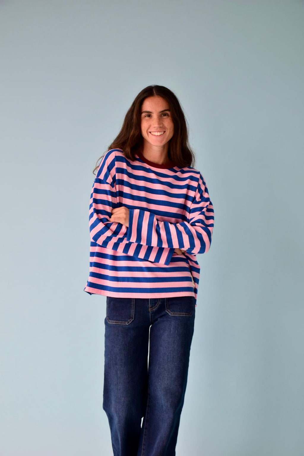 Camiseta Núria Azul Y Rosa