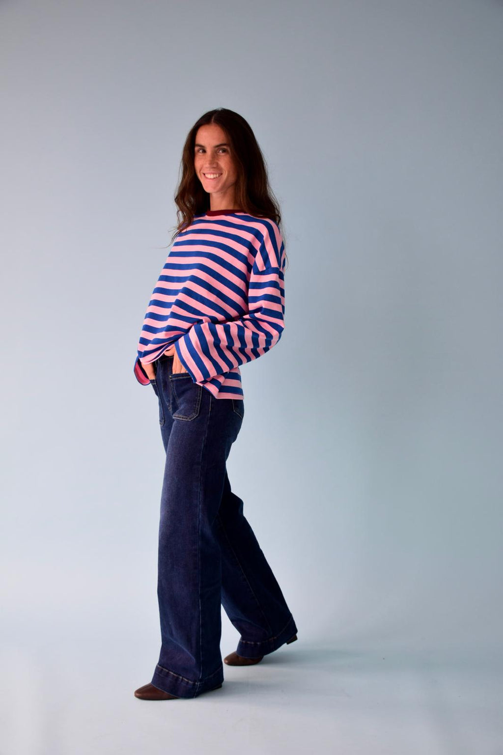 Camiseta Núria Azul Y Rosa