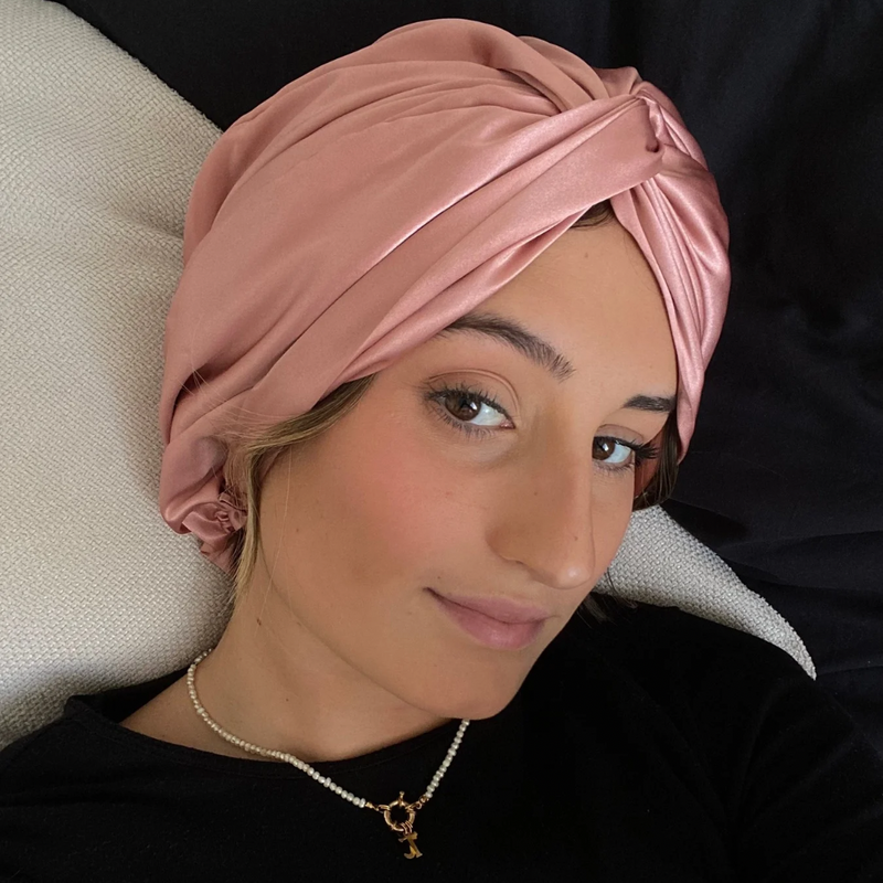 Bonnet Turban En Satin - Noir