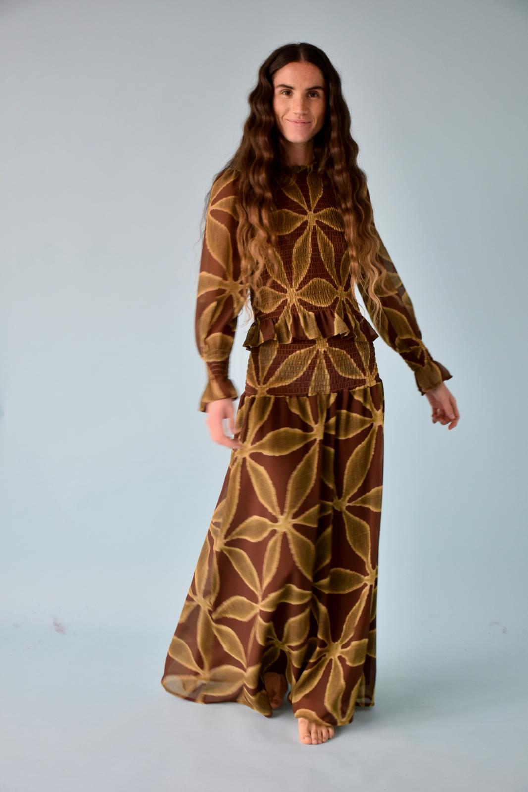 Trébol Chía Blouse Green and Brown