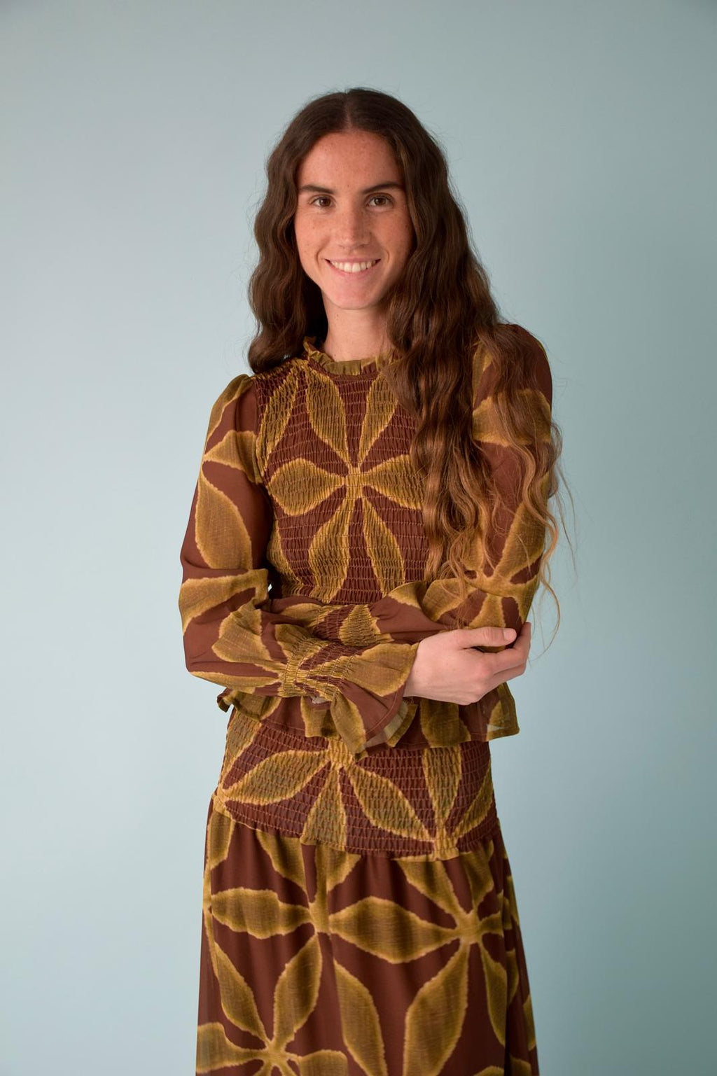 Trébol Chía Blouse Green and Brown