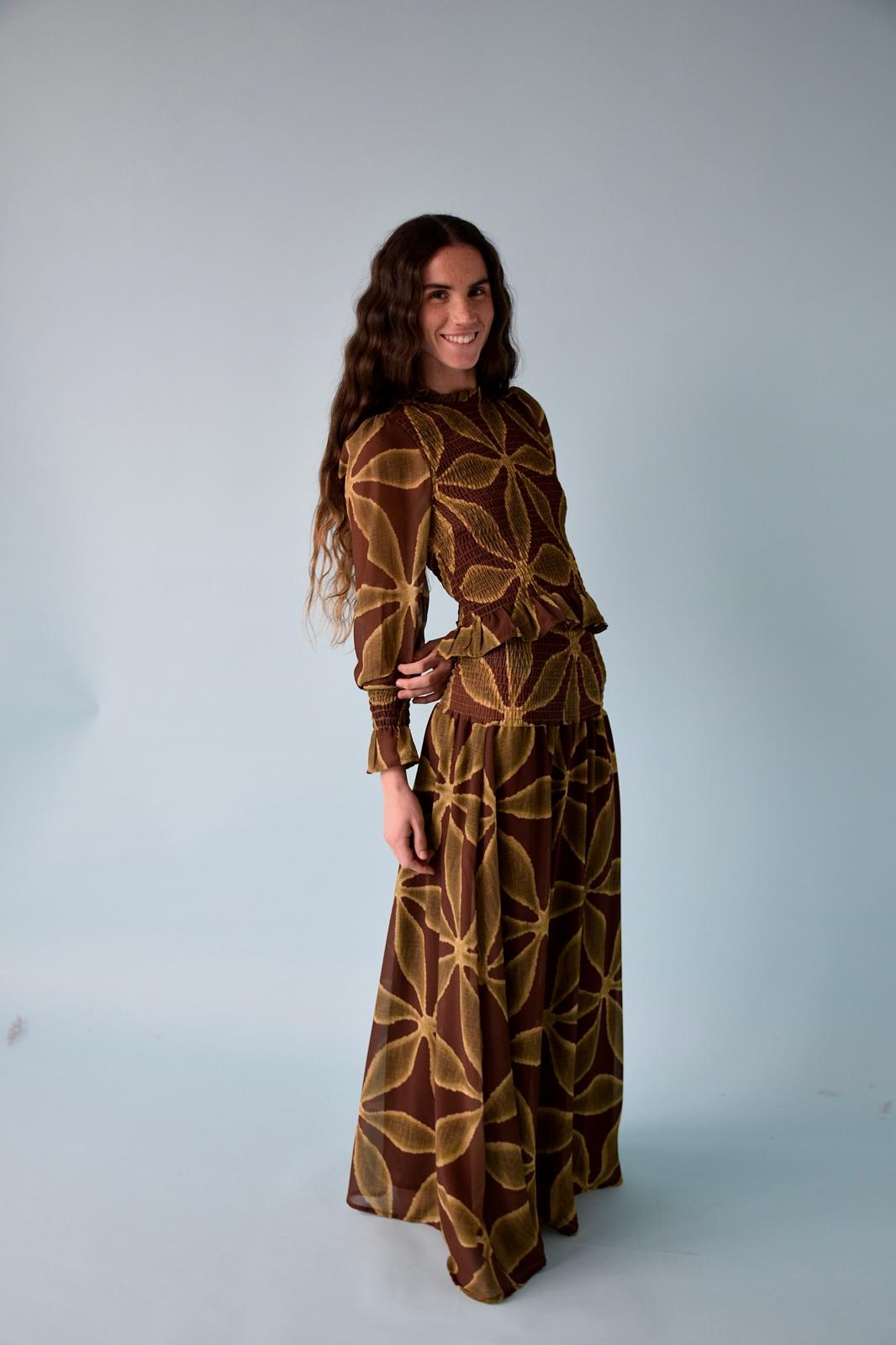 Trébol Skirt Green and Brown