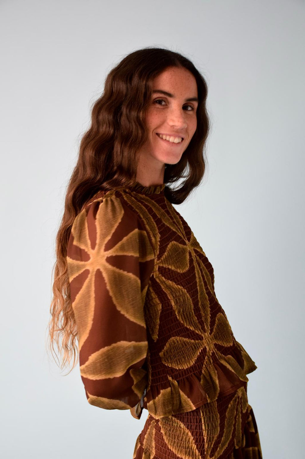 Trébol Chía Blouse Green and Brown