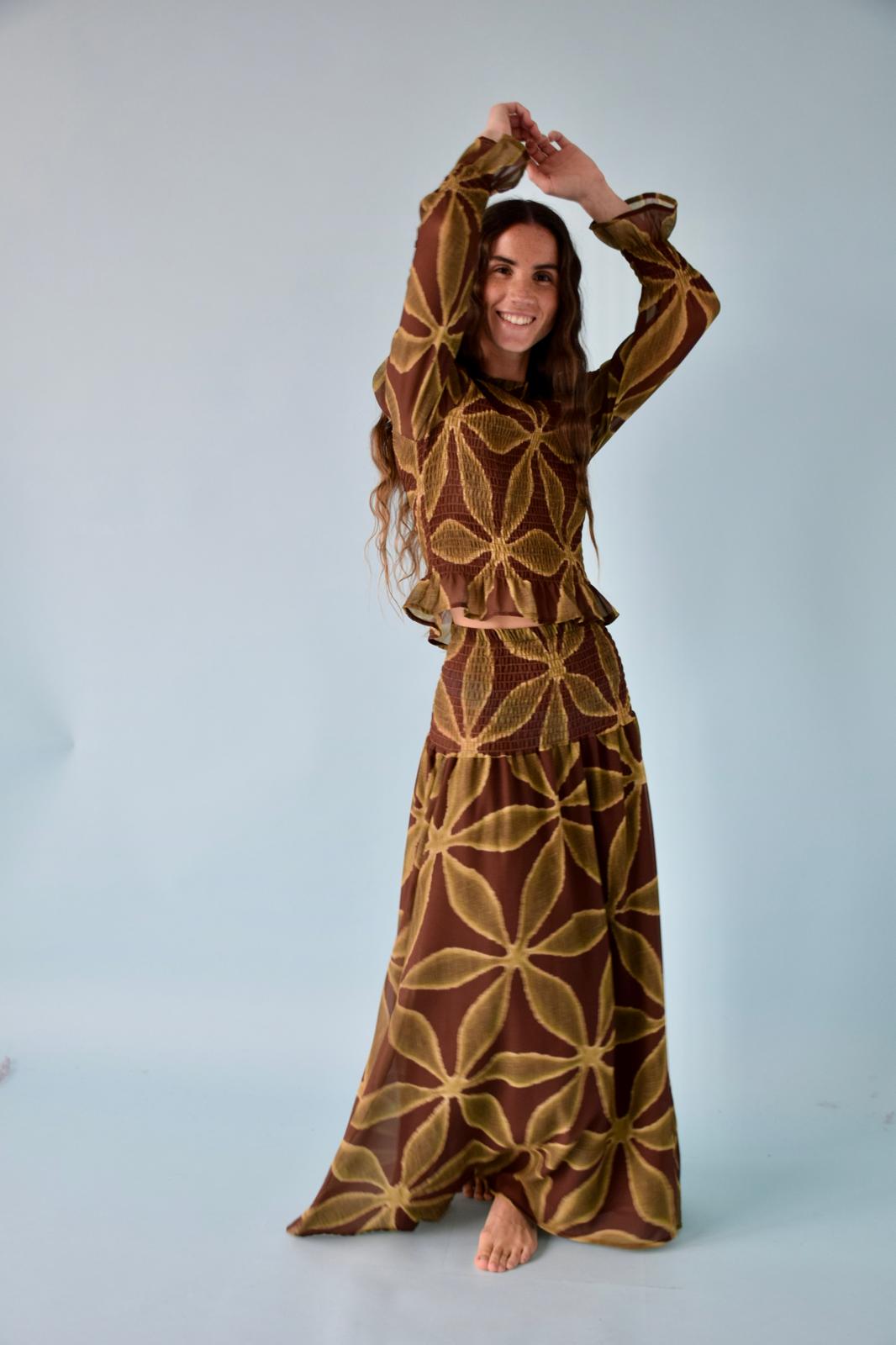 Trébol Chía Blouse Green and Brown
