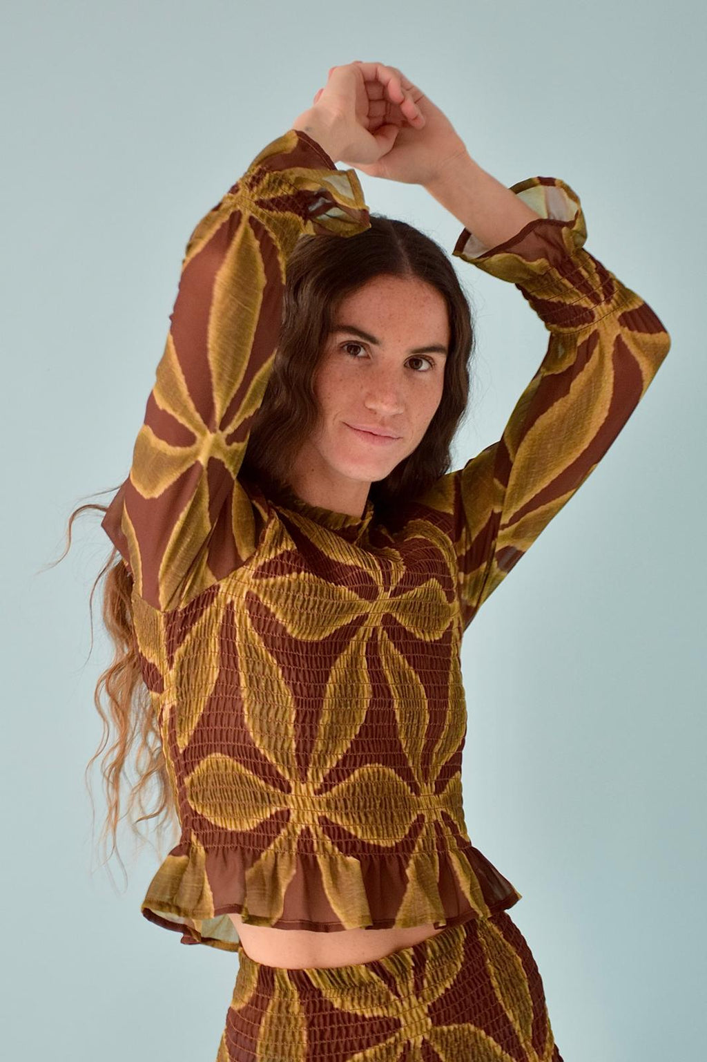Trébol Chía Blouse Green and Brown