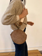 Macarena Taupe Suede Crossbody Bag