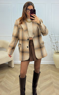 Blazer De Cuadros Carra - Beis