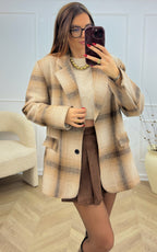 Blazer De Cuadros Carra - Beis