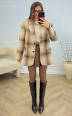 Blazer De Cuadros Carra - Beis