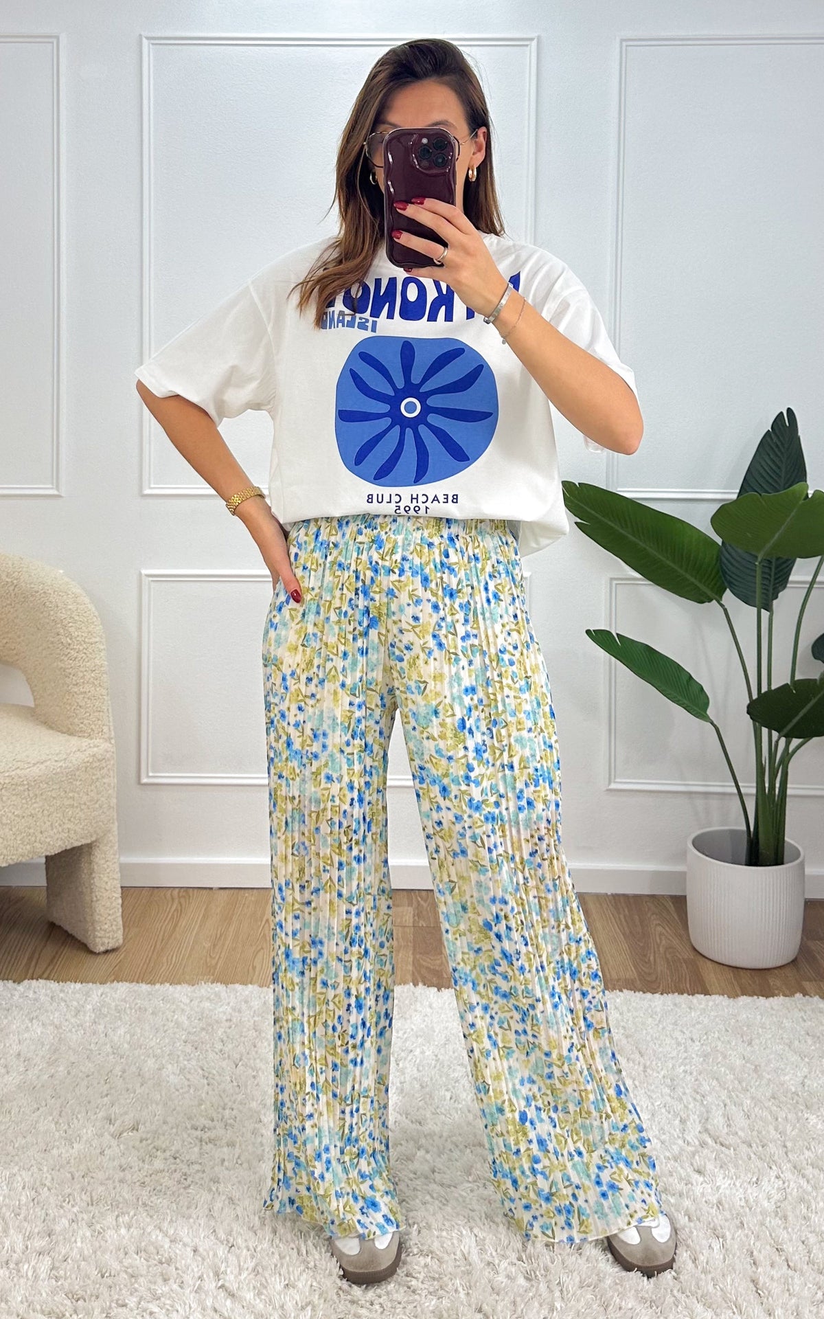 Mykonos T-Shirt - White and Blue