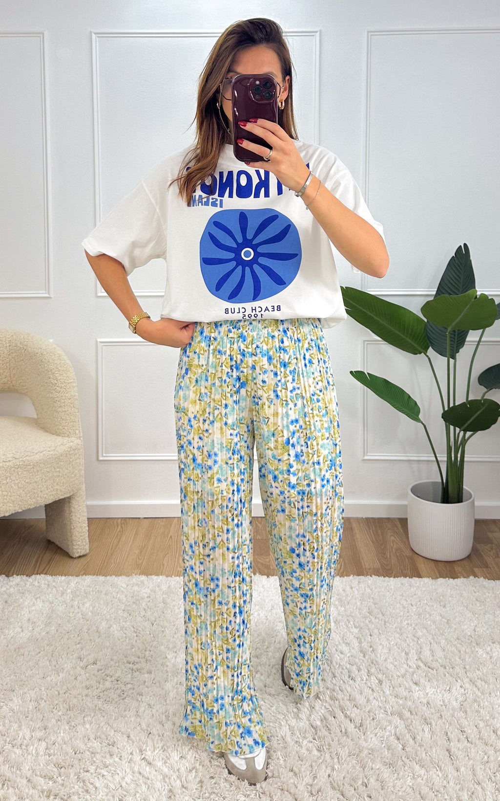 Mykonos T-Shirt - White and Blue