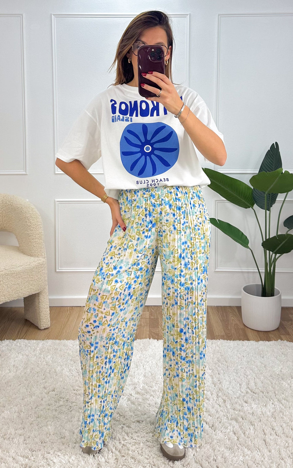 Mykonos T-Shirt - White and Blue