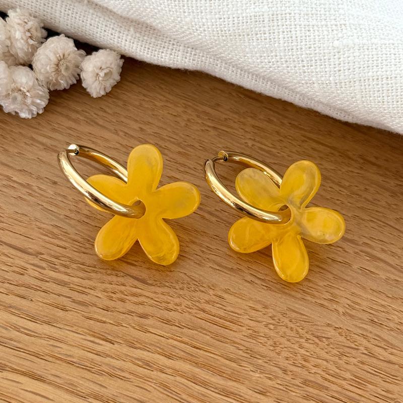 Créoles "Maria" jaune acier-Boucles d'oreilles-instants-plaisirs-Instants Plaisirs | Bijoux