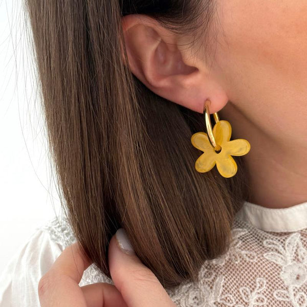 Pendientes aro “Maria” acero amarillo-Instants-Plaisirs-Pendientes-Instants Plaisirs | Joyas
