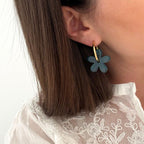 "Maria" steel duck blue hoop earrings-Instants-Plaisirs-Earrings-Instants Plaisirs | Jewelry