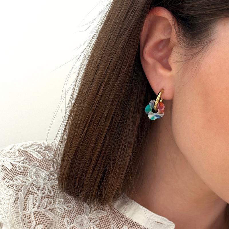 Créoles "Mini Flora" multicolore acier-Boucles d'oreilles-instants-plaisirs-Instants Plaisirs | Bijoux