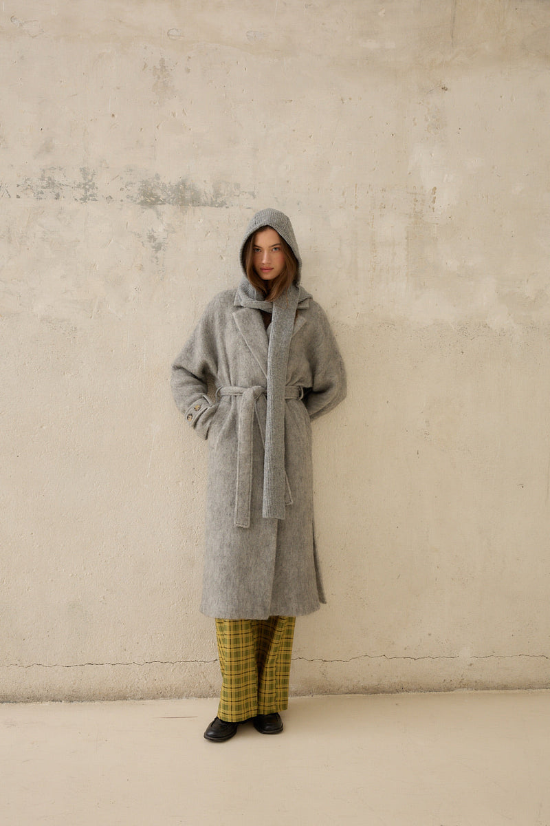 Manteau D'Alpaga Gris