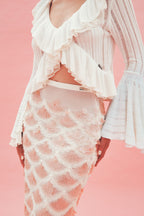 Jupe Midi En Sequins Sirène - Rose