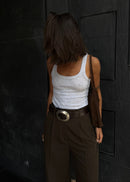 Top Jimmy Scoop-Neck Ribbed Tank - Grey