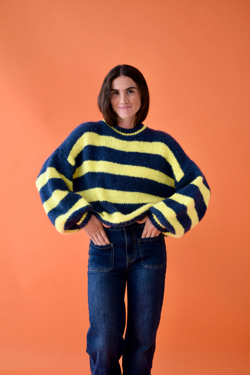 Pull Jersey Aura Amarillo Y Marino