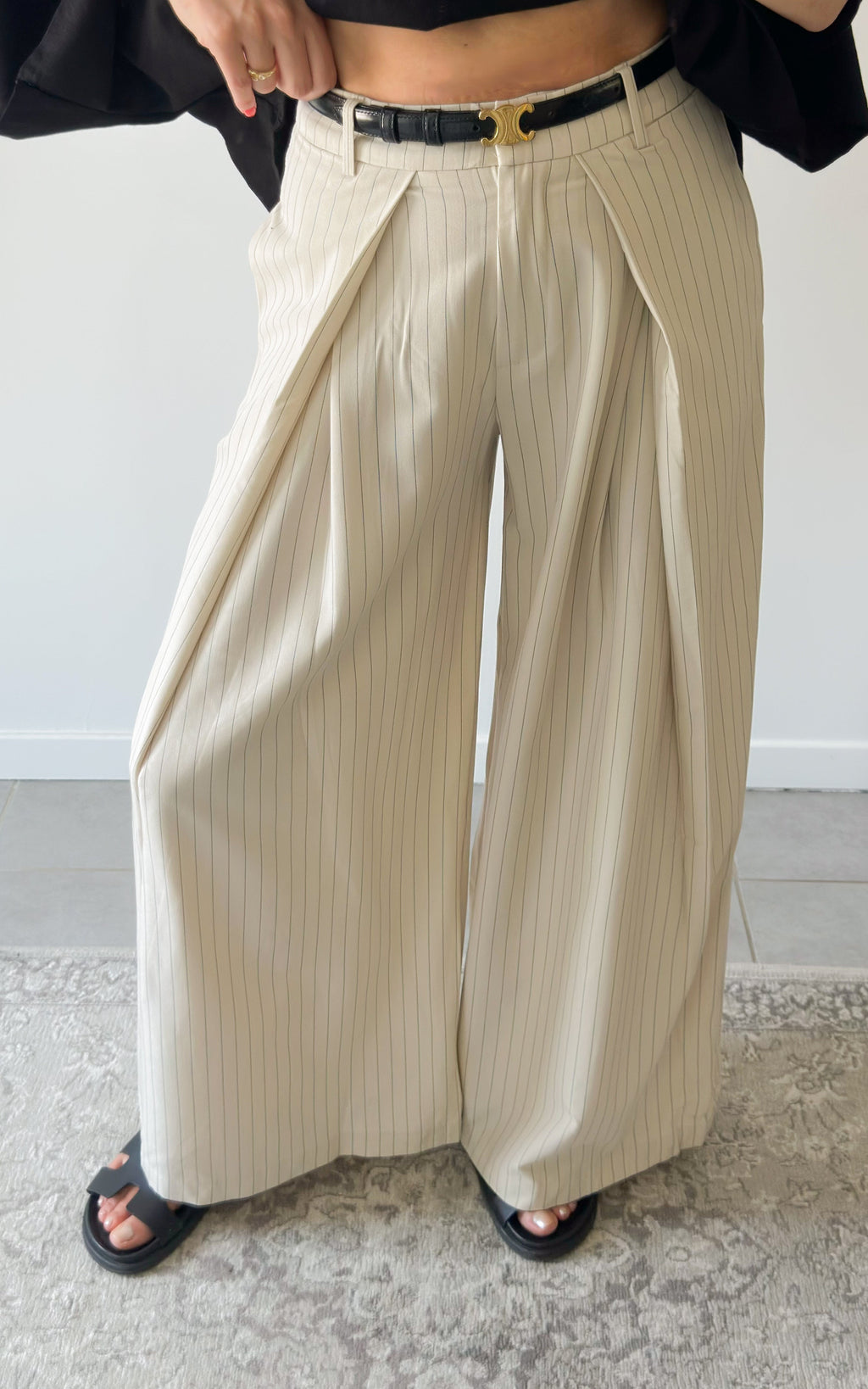 Pantaloni A Righe Celestia - Beige E Nero