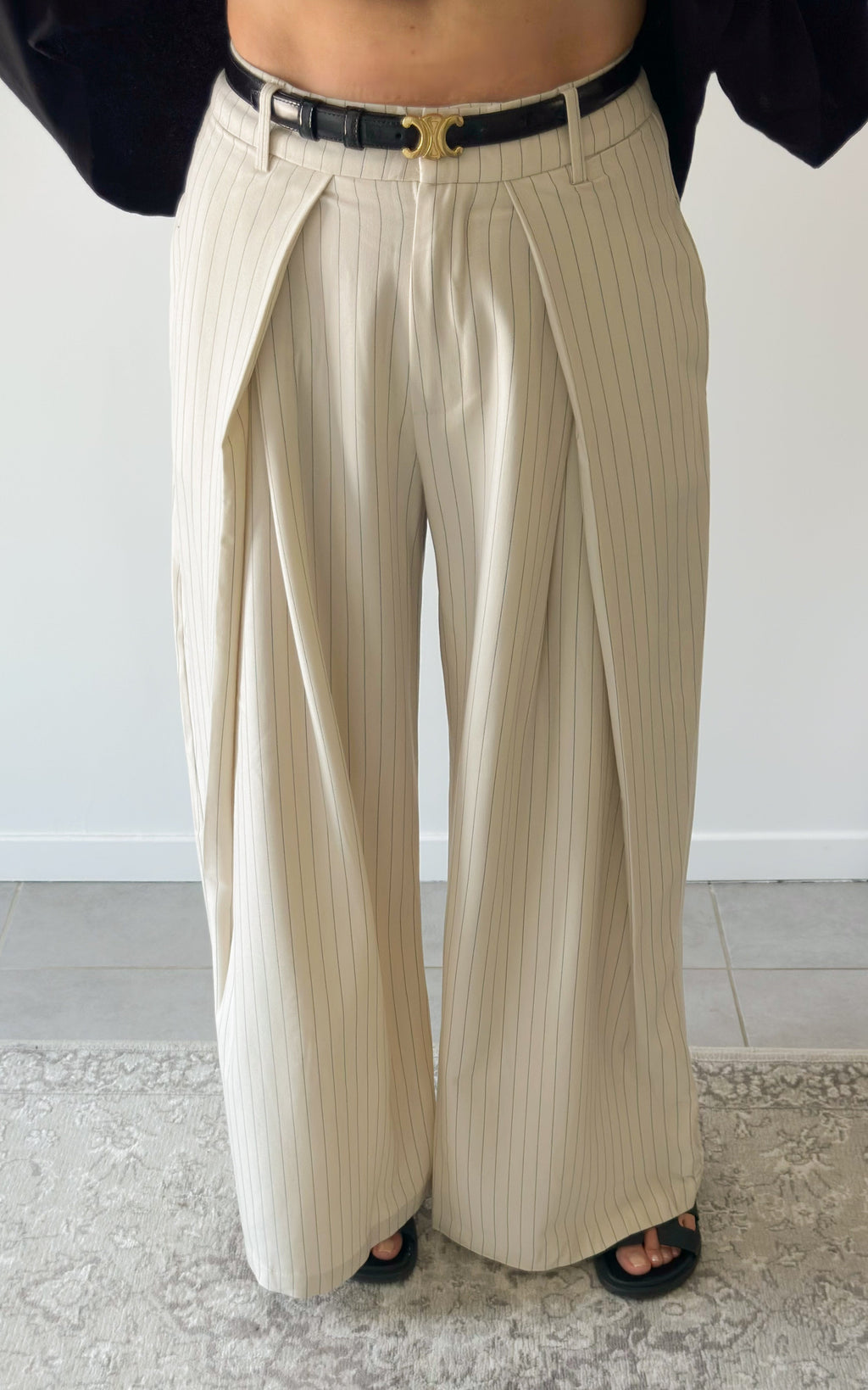 Pantaloni A Righe Celestia - Beige E Nero