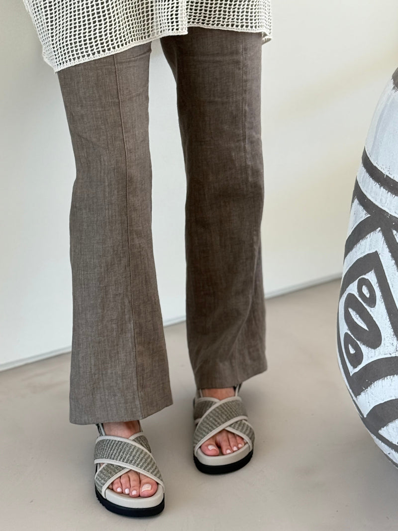 Sandalia Bianca Rafia Topo