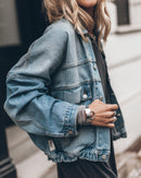La chaqueta vaquera azul