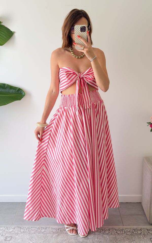 Conjunto De Rayas Ravello - Rosa y blanco