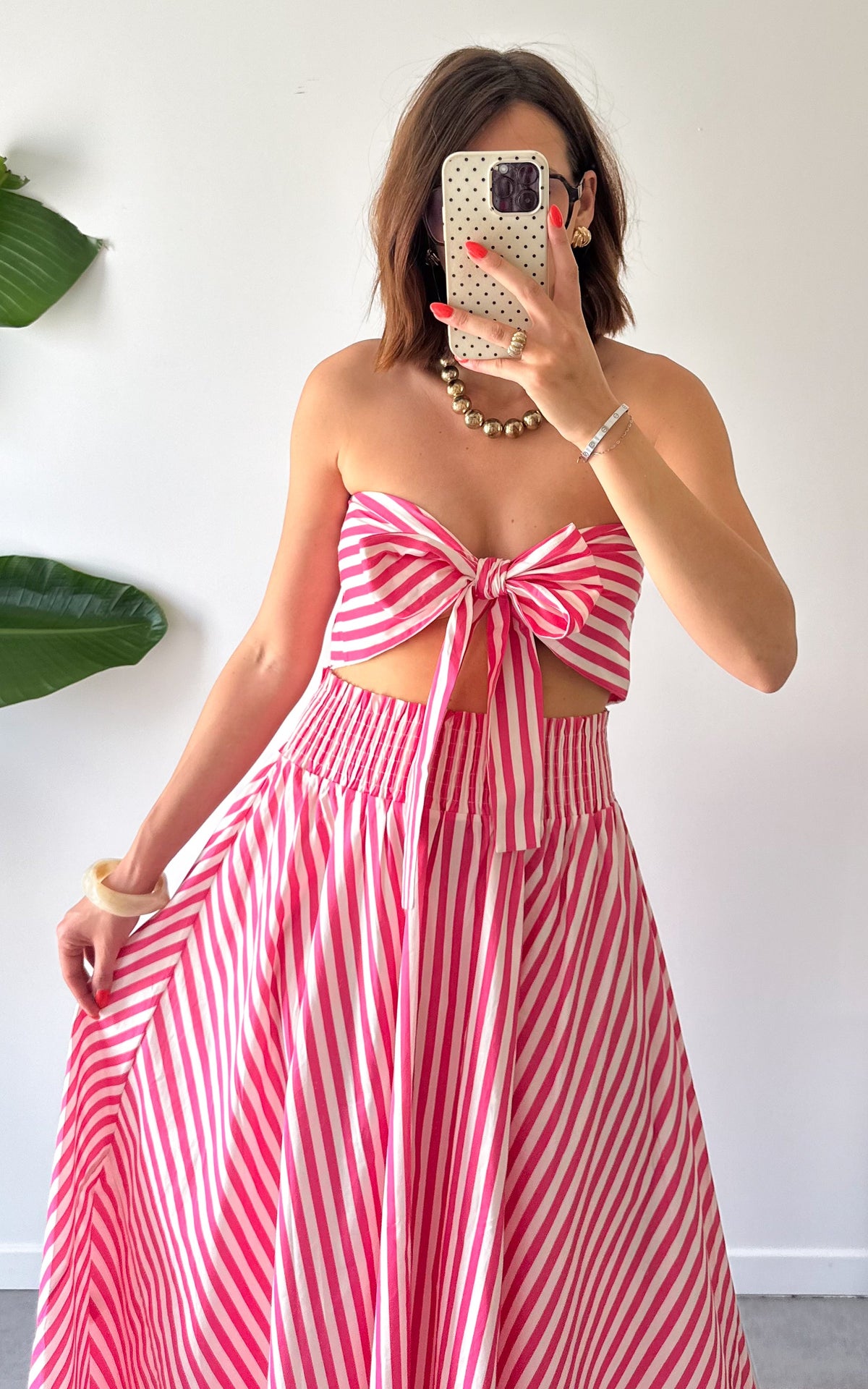 Conjunto De Rayas Ravello - Rosa y blanco