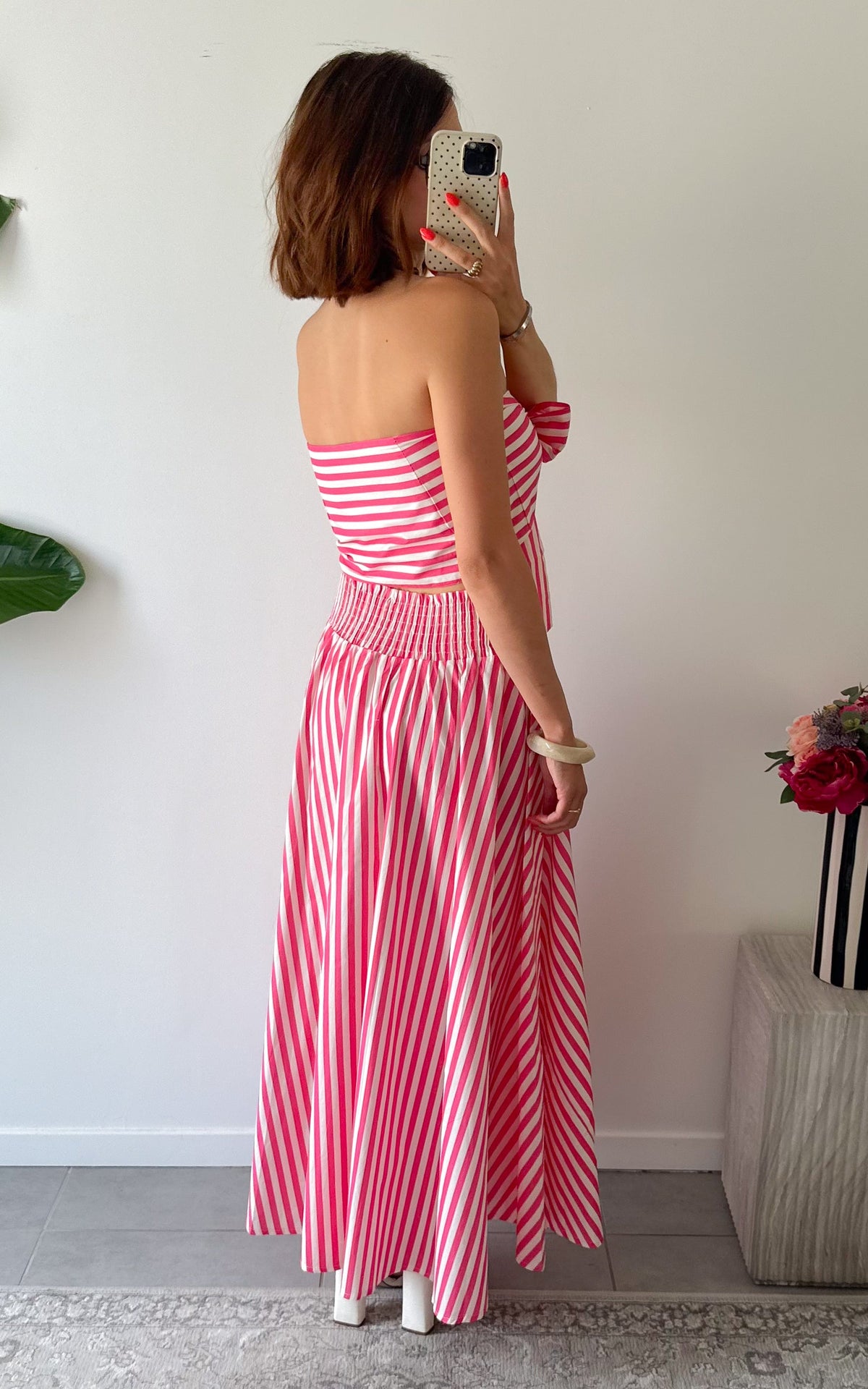 Conjunto De Rayas Ravello - Rosa y blanco