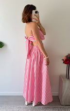 Conjunto De Rayas Ravello - Rosa y blanco
