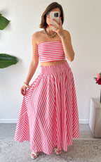 Conjunto De Rayas Ravello - Rosa y blanco