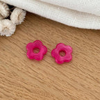 “Mini Flora” acetate flowers-Earrings-instants-plaisirs-Fuchsia-Instants Plaisirs | Jewelry