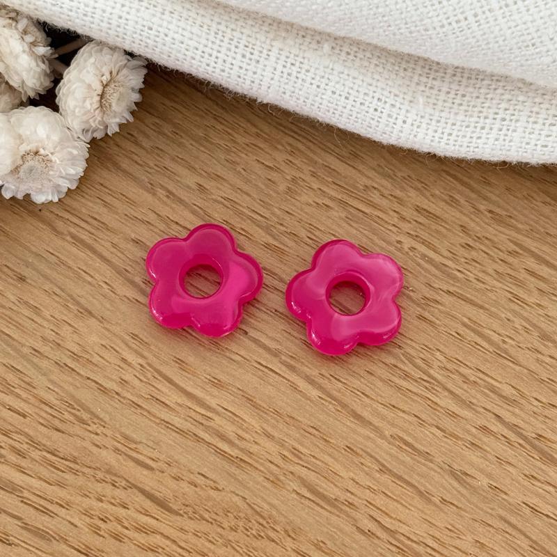 “Mini Flora” acetate flowers-Earrings-instants-plaisirs-Fuchsia-Instants Plaisirs | Jewelry
