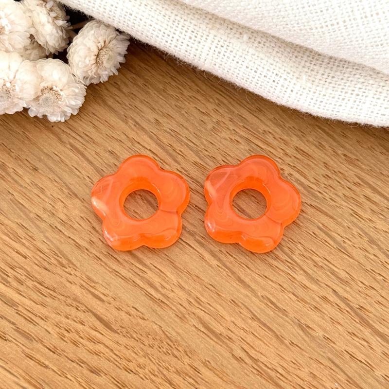 Fleurs "Flora" acétate-Boucles d'oreilles-instants-plaisirs-Orange fluo-Instants Plaisirs | Bijoux